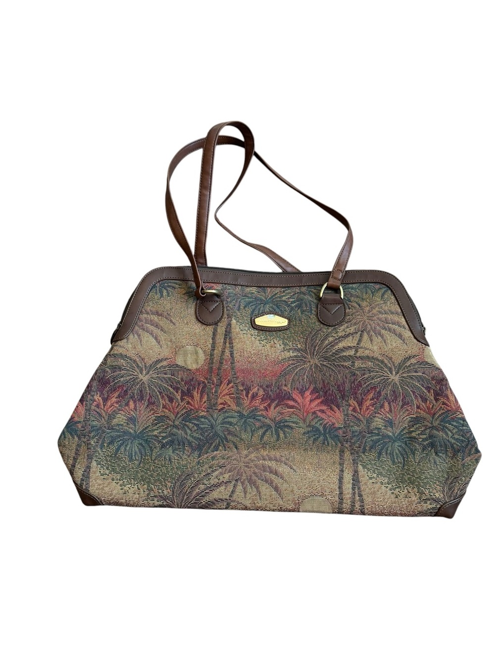 Ricardo Beverly Hills Overnight Bag Luggage Palm Trees Tapestry Shoulder Zipper